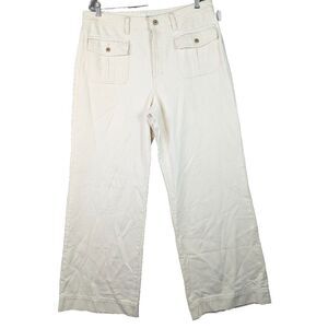 Ryegrass Jeans Womens 16 Wide Leg Denim Front Pocket Oversized Boho Cream Casual